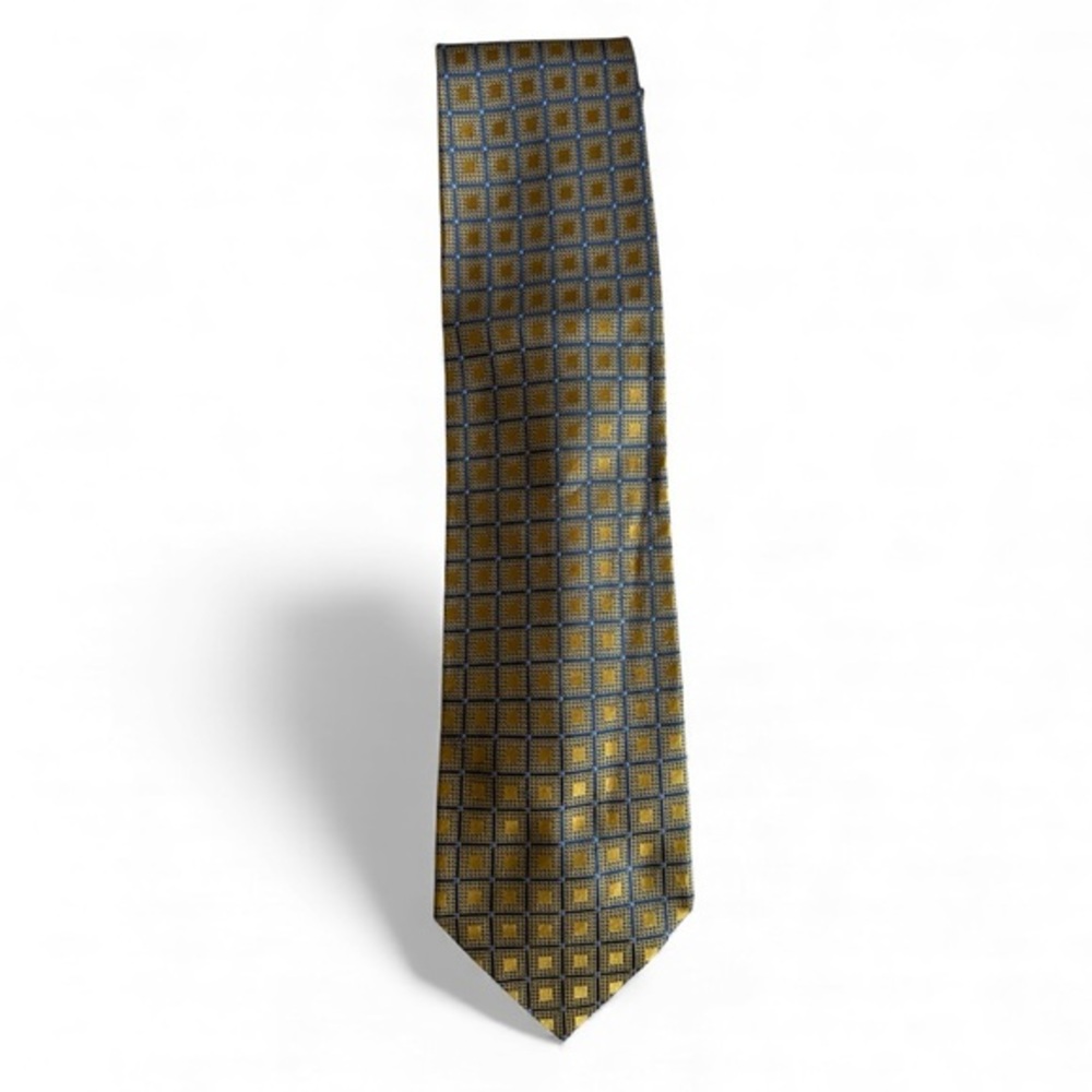 Roberto‎ Villini Collezione Men’s Silk Tie – Gold & Navy Italian Designer